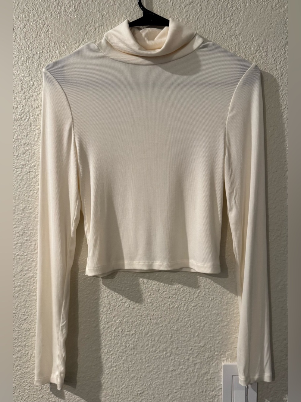 Sunday Best Cream Long-Sleeve Turtleneck Crop Top